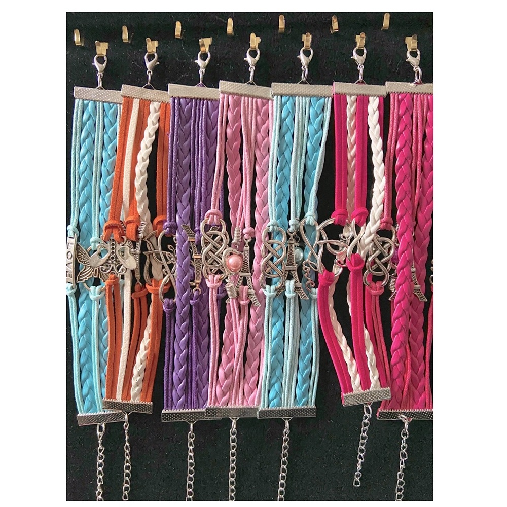 3/$16 Multi Strand Leather Charm Bracelets